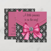 Elegant Roze Zwart Damask Princess Baby shower Kaart (Voorkant / Achterkant)