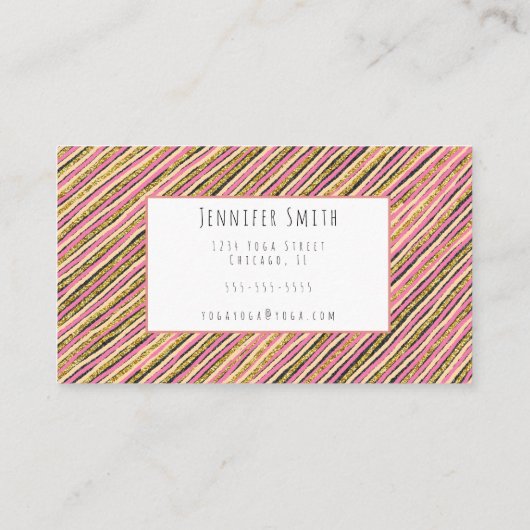 Elegant roze zwart-geel gouden zonnemonogram visitekaartje (Achterkant)