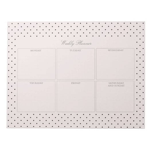 Elegant roze zwart gestippeld groot scheurblok pap notitieblok (Voorkant)