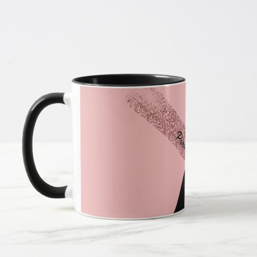 Elegant roze zwart glitter - gepersonaliseerd graf mok (Links)