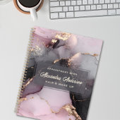 Elegant roze zwart goud glitter agaat marmer planner
