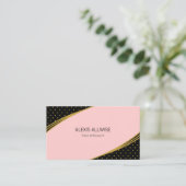 Elegant roze zwart & gouden visitekaartje (Staand voorkant)