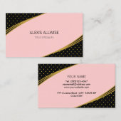 Elegant roze zwart & gouden visitekaartje (Voorkant / Achterkant)