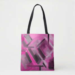 Elegant Roze Zwart Grijs Abstract Kunst Tote Bag