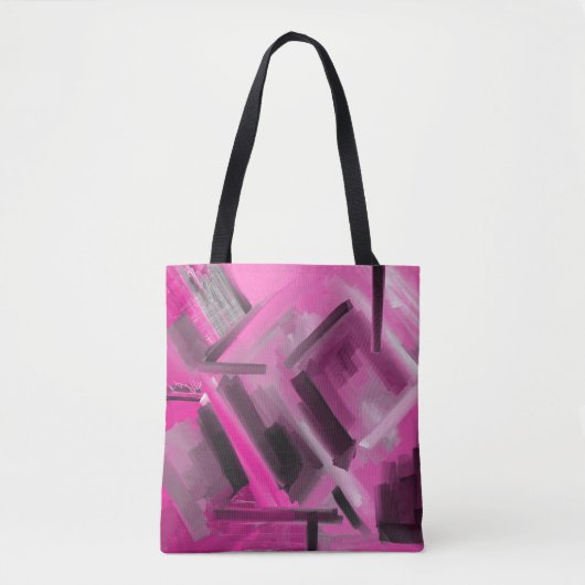 Elegant Roze Zwart Grijs Abstract Kunst Tote Bag (Voorkant)
