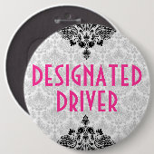 Elegant Roze Zwart & Grijs Retro Bloemontwerp Ronde Button 6,0 Cm (Voorkant /achterkant)