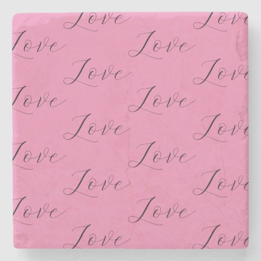 Elegant roze zwart liefde stenen onderzetter (Voorkant)