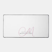 Elegant Roze Zwart Monogram Bureaumat (Voorkant)