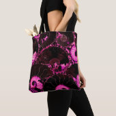 Elegant Roze zwart Nautilus fossiel shell patroon Tote Bag (Dichtbij)