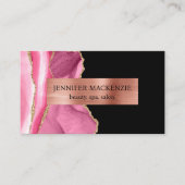 Elegant Roze Zwart Roos Gouden Agaat Luxe Visitekaartje (Voorkant)