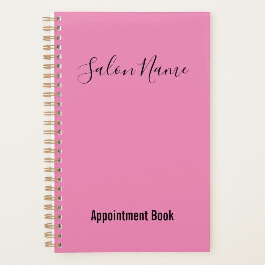 Elegant roze zwart Script Salon Appointbook Planner (Voorkant)