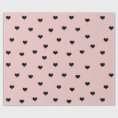 Elegant roze zwart Valentijnsdag hartpatroon Cadeaupapier (Vlak)