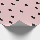 Elegant roze zwart Valentijnsdag hartpatroon Cadeaupapier (Hoek)