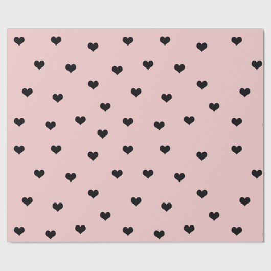 Elegant roze zwart Valentijnsdag hartpatroon Cadeaupapier (Vlak)