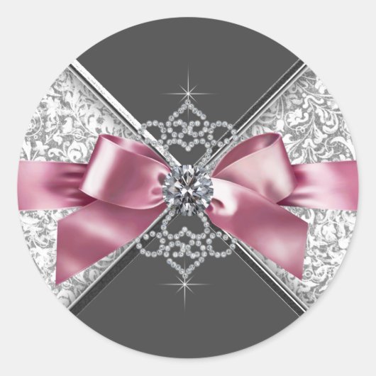 Elegant Roze Zwart Wit Diamonds Sticker (Voorkant)