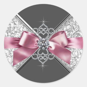 Elegant Roze Zwart Wit Diamonds Sticker