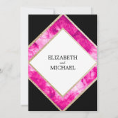 Elegant roze zwart-wit en kopergouden bruiloft kaart (Achterkant)