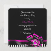 Elegant roze zwarte boeg gestreept op Birthday par Kaart (Achterkant)