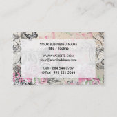 Elegant roze zwarte florakollage Eiffeltoren Visitekaartje (Achterkant)