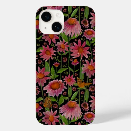 Elegant roze zwarte geleiders Butterflies Case-Mate iPhone Case (Achterkant)
