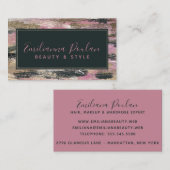 Elegant roze zwarte penseelstreken visitekaartje (Voorkant / Achterkant)