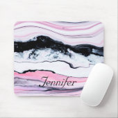 Elegant roze ZWARTE WIT FAUX MARBLE PERSONALIZED Muismat (Met muis)