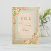 Elegant  Rozen 100e verjaardag Kaart (Staand voorkant)