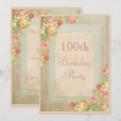 Elegant  Rozen 100e verjaardag Kaart (Voorkant / Achterkant)