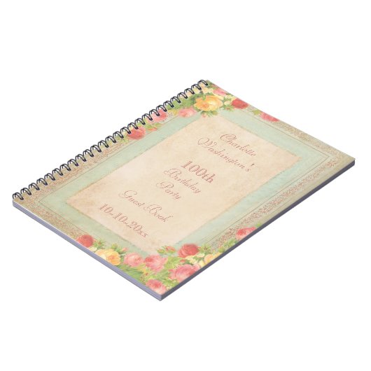 Elegant  Rozen 100e verjaardag Notitieboek (Linkerzijde)