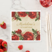 Elegant rozen 16e verjaardag servet (Insitu)