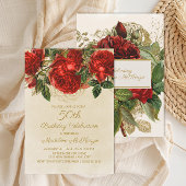 Elegant  rozen 50e verjaardag kaart