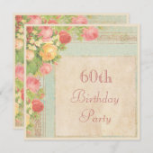 Elegant  Rozen 60e verjaardag Kaart