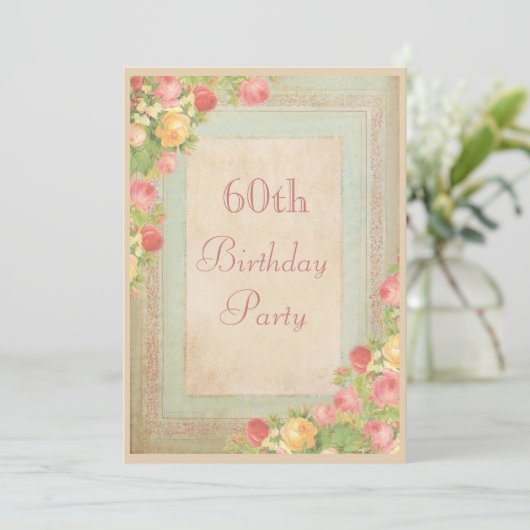 Elegant Rozen 60e verjaardag Kaart (Staand voorkant)