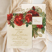 Elegant rozen 75e verjaardag kaart