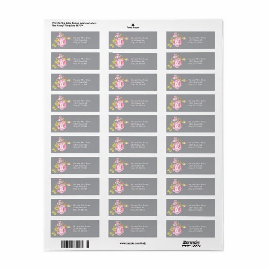 Elegant Rozen adreslabel Etiket (Full Sheet)