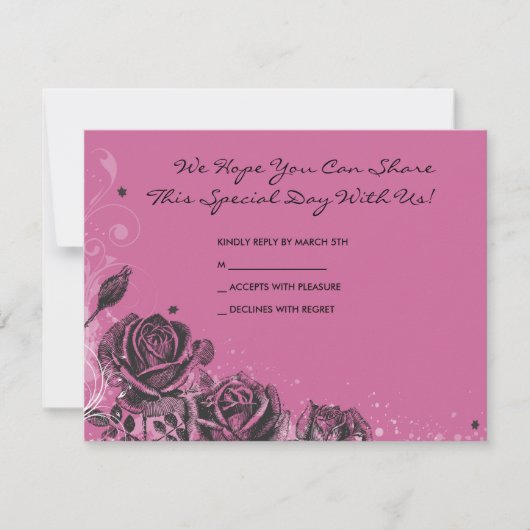 Elegant Rozen Bat Mitzvah Invitation Reply Kaart (Voorkant)
