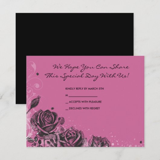 Elegant Rozen Bat Mitzvah Invitation Reply Kaart (Voorkant / Achterkant)