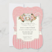 Elegant Rozen Birthday Party Tea Party Waterverf Kaart (Voorkant)