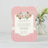 Elegant Rozen Birthday Party Tea Party Waterverf Kaart (Staand voorkant)