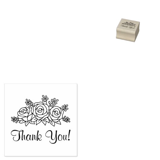 Elegant Rozen bloemenboeket dank u 1x1 Rubberstempel (Gestempeld)