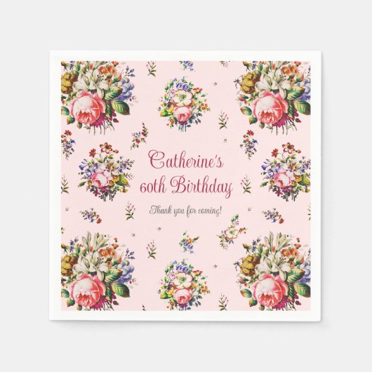 Elegant  Rozen Bloemenpatroon Servet (Voorkant)