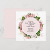 Elegant Rozen Blush Pink Floral 16th Birthday Kaart (Voorkant / Achterkant)