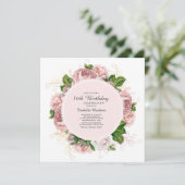 Elegant Rozen Blush Pink Floral 16th Birthday Kaart (Staand voorkant)