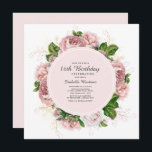 Elegant Rozen Blush Pink Floral 16th Birthday Kaart<br><div class="desc">Elegant modern botanisch/tuinachtig blush roze waterverf floral (roos) en geverfde groene bladeren op vierkant wit 16e verjaardag/Sweet 16 feestelijke uitnodiging. Tekst,  lettertype,  tekengrootte en kleur zijn volledig aanpasbaar,  zodat deze kaart volledig aan uw behoeften kan worden aangepast.</div>