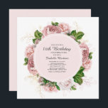 Elegant Rozen Blush Pink Floral 16th Birthday Kaart<br><div class="desc">Elegant modern botanisch/tuinachtig blush roze waterverf floral (roos) en geverfde groene bladeren op vierkant wit 16e verjaardag/Sweet 16 feestelijke uitnodiging. Tekst,  lettertype,  tekengrootte en kleur zijn volledig aanpasbaar,  zodat deze kaart volledig aan uw behoeften kan worden aangepast.</div>
