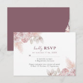 Elegant Rozen Blush Pink Floral Wedding RSVP  (Voorkant / Achterkant)