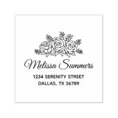 Elegant Rozen Bouquet Flowers Adres Zelfinktende Stempel (Design)