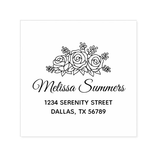 Elegant Rozen Bouquet Flowers Adres Zelfinktende Stempel (Design)