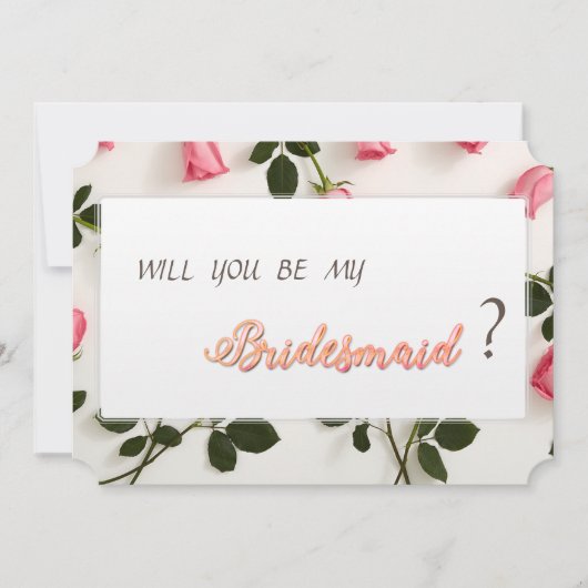 Elegant Rozen Bridesmaid Kaart (Voorkant)