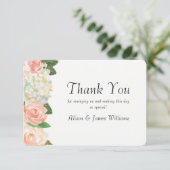 Elegant rozen bruiloft bedankt je kaart (Staand voorkant)